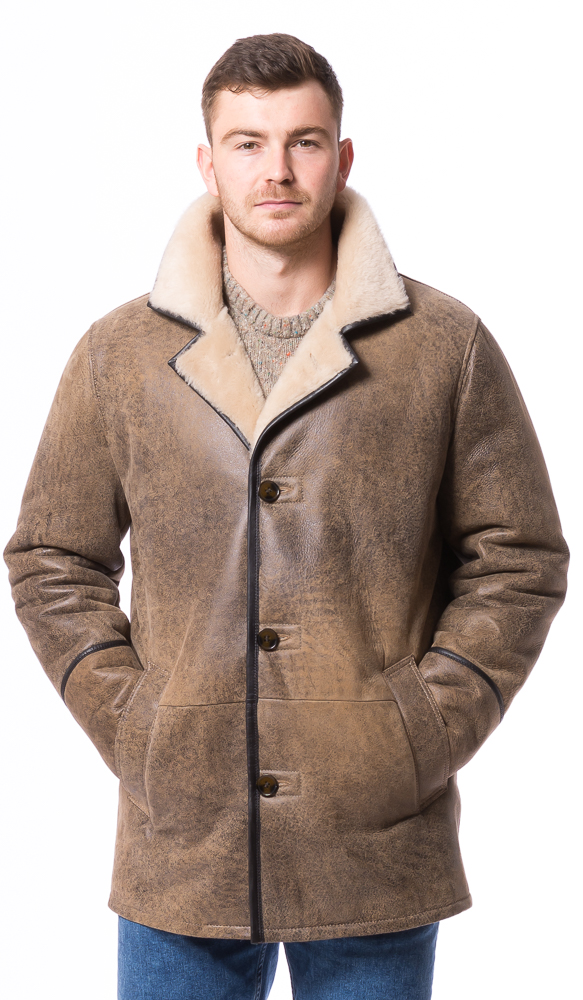 Kaiser antik-beige Herren Lammfelljacke von TRENDZONE