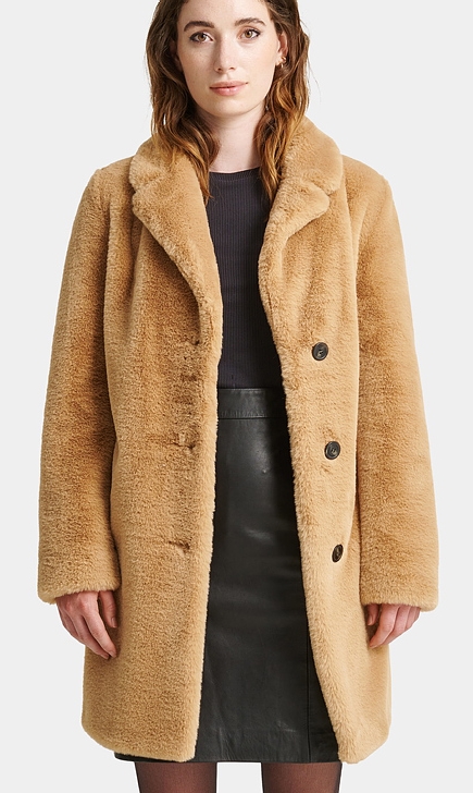 Diddi light camel Fake Fur Webpelz Mantel von ROCKANDBLUE