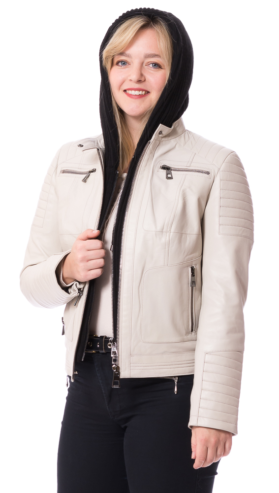 SR-1115 beige  Nappa Lederjacke schwarz von TRENDZONE 