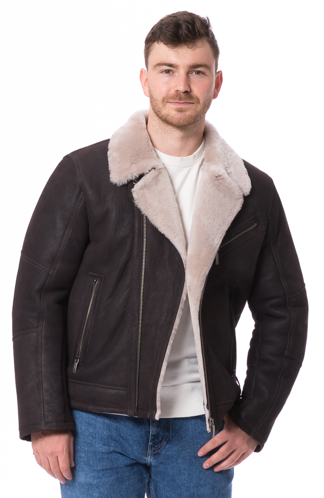 New Daytona braun Lammfell Jacke für Herren von TRENDZONE