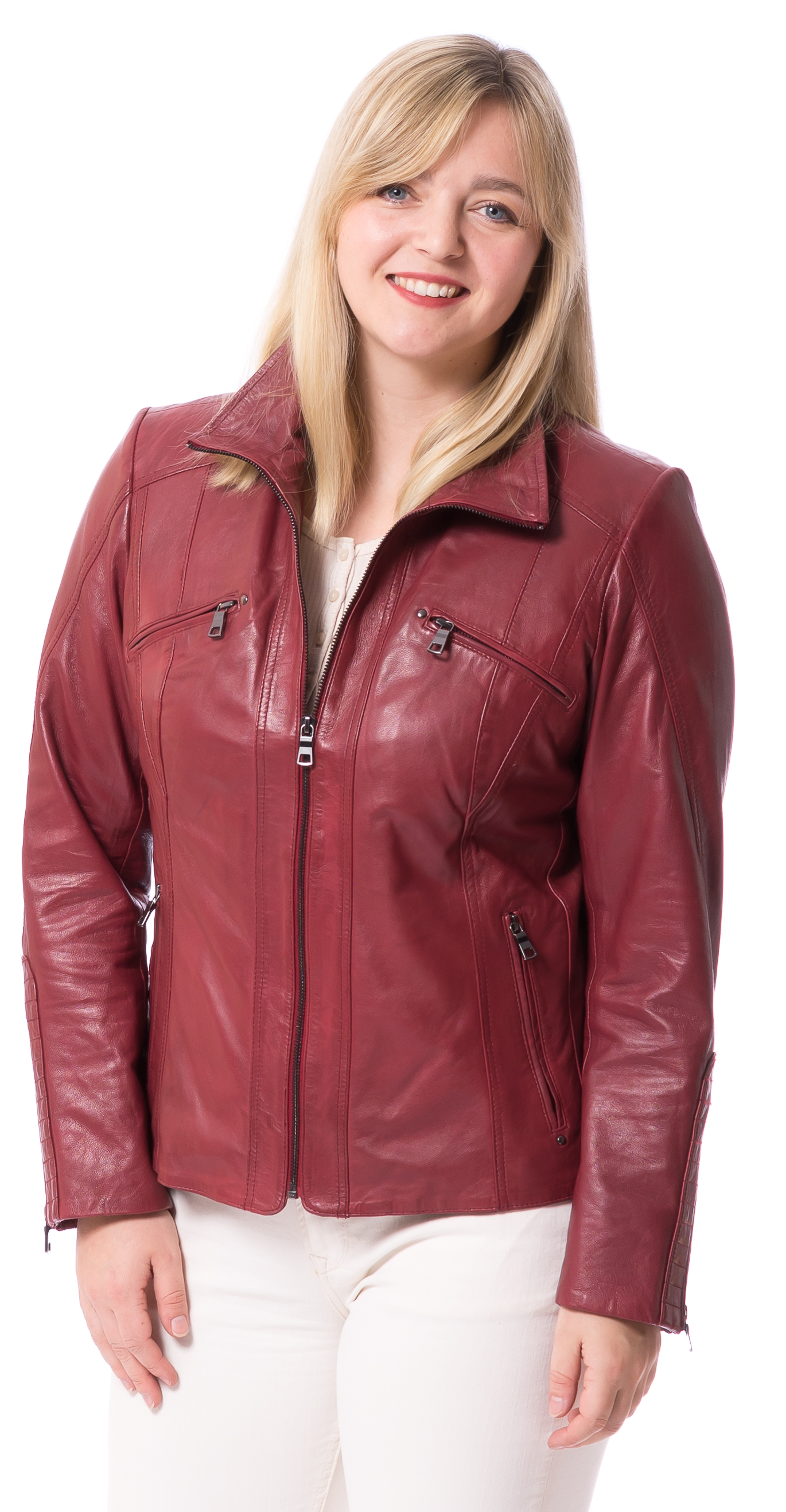 Day rot Leder-Jacke für Frauen von TRENDZONE 