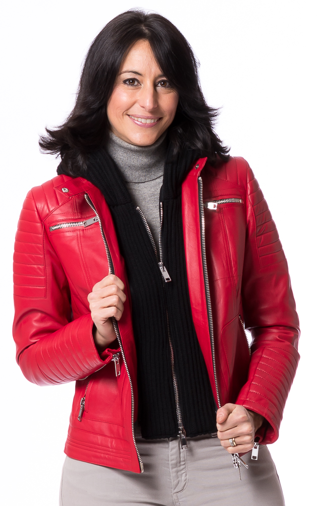 SR-1115 rote Nappa Lederjacke von TRENDZONE