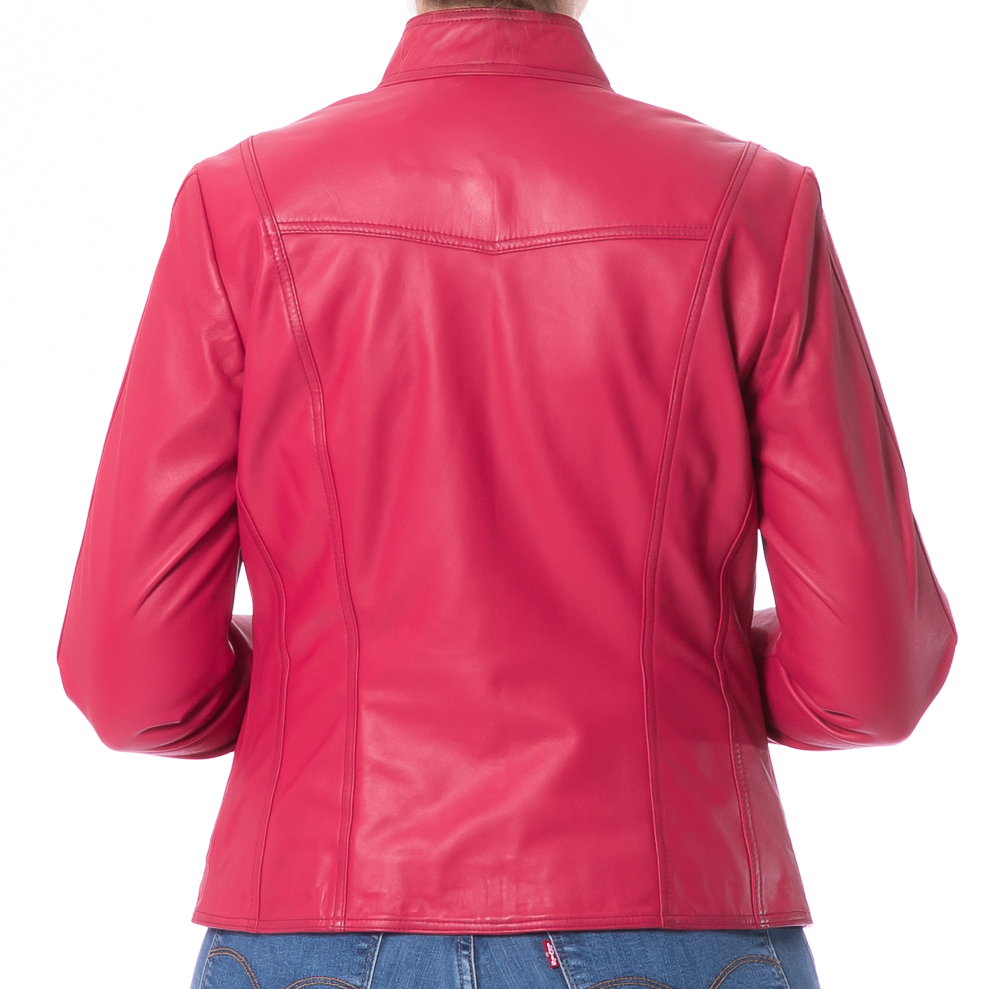 Stacy magenta Lederjacke für Damen von TRENDZONE