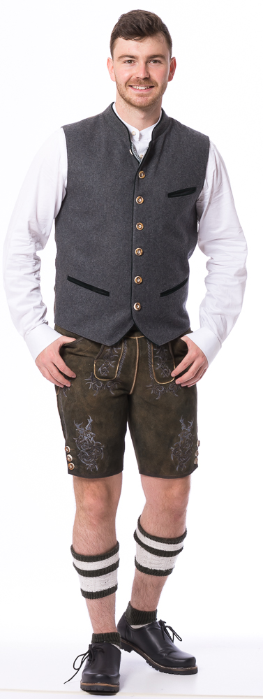 Hirsch antik-oliv Trachten Lederhose von FISCHER TRACHT