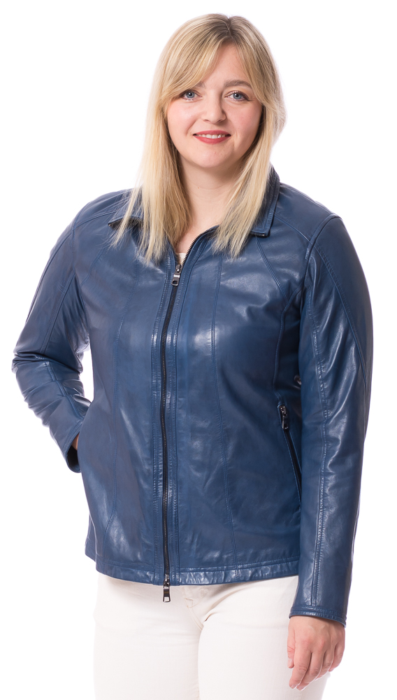 Natascha blaue Nappaleder Jacke für Frauen von TRENDZONE