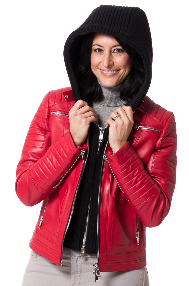 SR-1115 rote Nappa Lederjacke von TRENDZONE