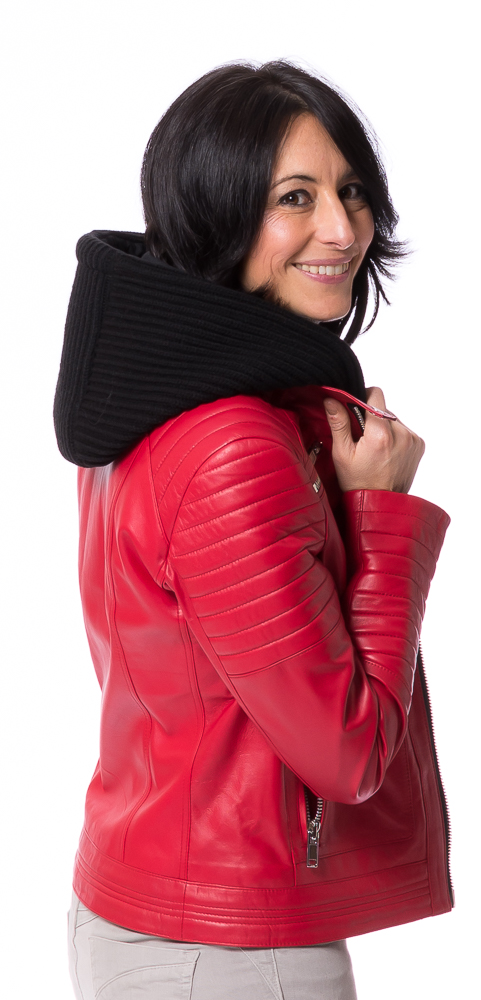 SR-1115 rote Nappa Lederjacke von TRENDZONE