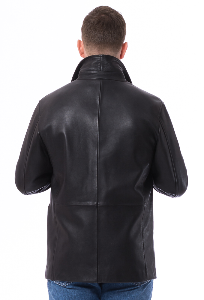 Joen schwarze Herren Lederjacke zum Knöpfen von TRENDZONE