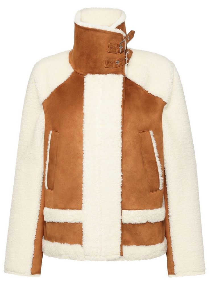 Naomi cognac - ecru Jacke aus Fake Fur von ROCKANDBLUE   