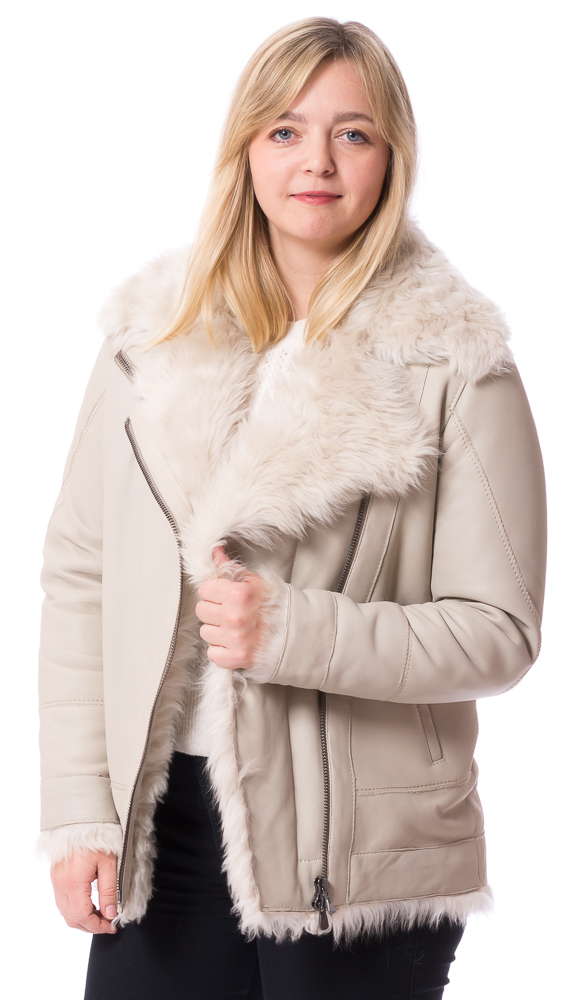 Rumor beige Damen Lammfelljacke von HSO