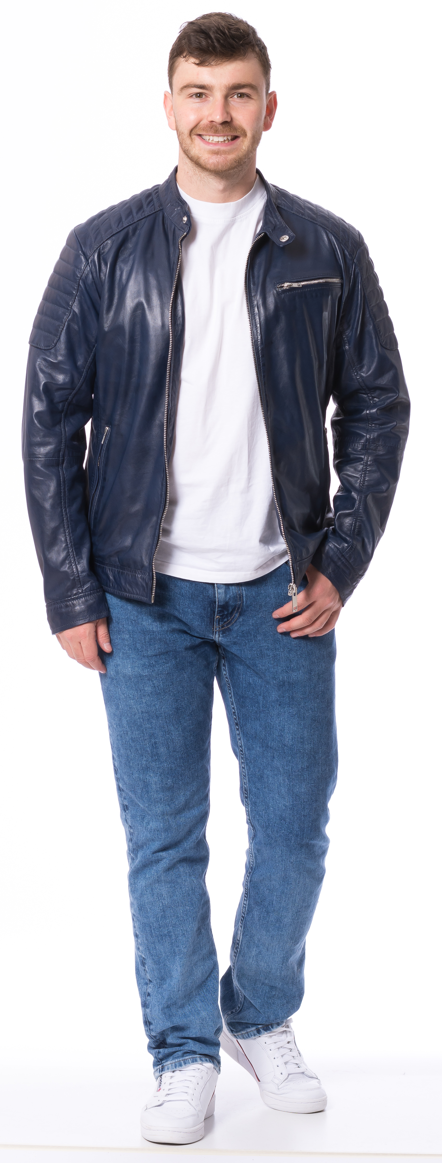 LLC-1108 blaue Herren Lederjacke von TRENDZONE