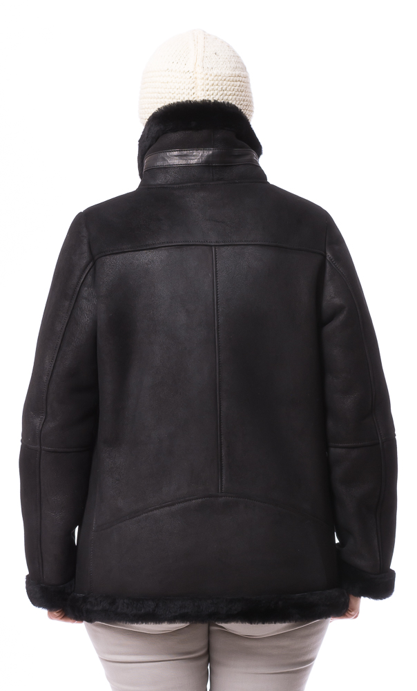 Cruzita schwarze Damen Lammfelljacke 