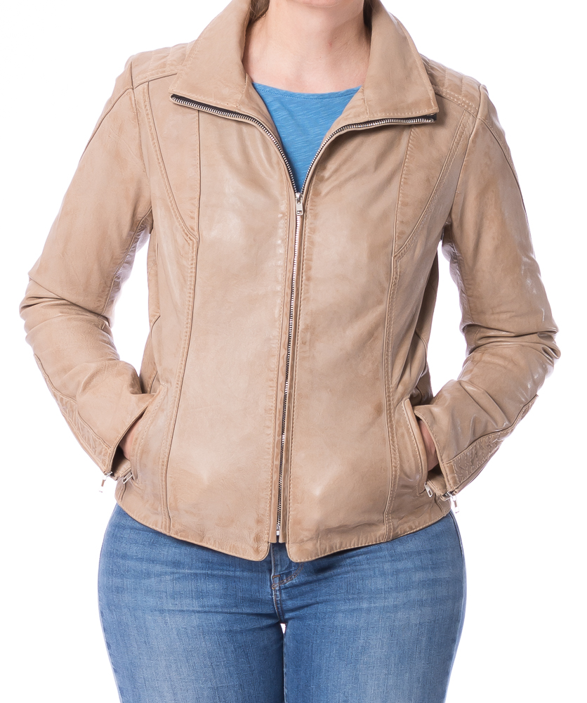 Night beige Damen Leder Jacke von TRENDZONE 