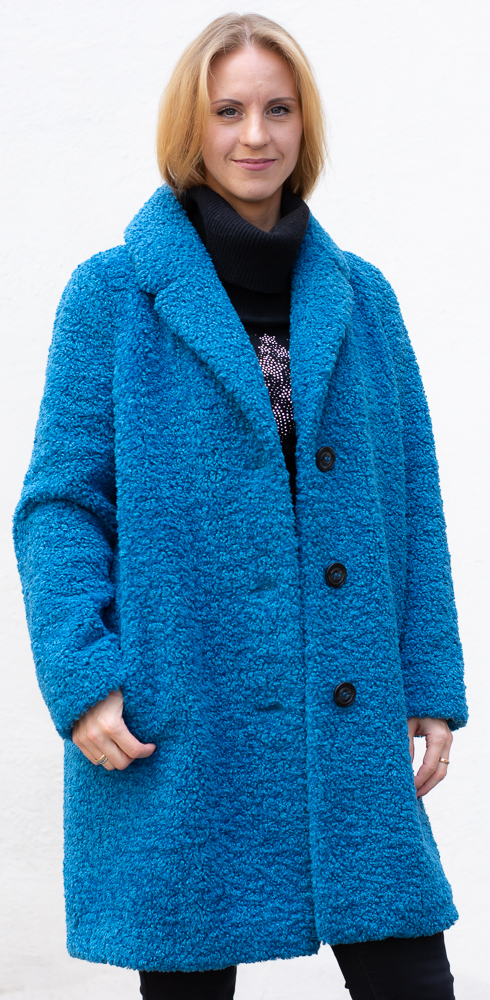 Diddi wave blue Faux Curly Lamb Kurzmantel von ROCKANDBLUE