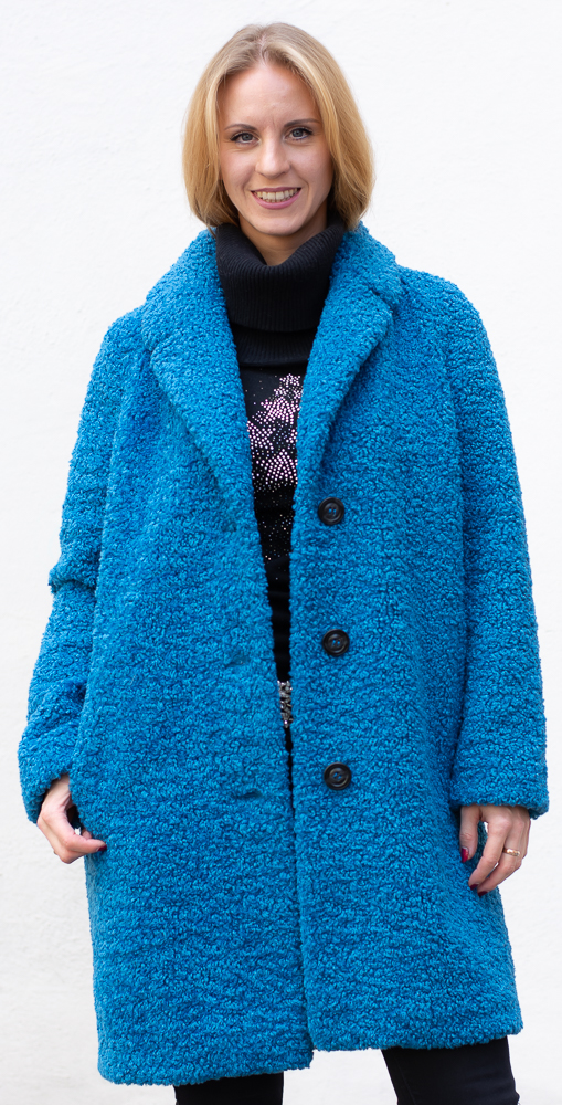 Diddi wave blue Faux Curly Lamb Kurzmantel von ROCKANDBLUE