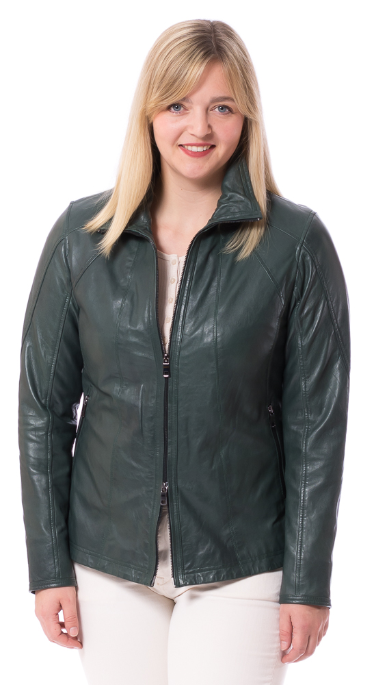 Natascha grüne Nappa Lederjacke für Damen von TRENDZONE