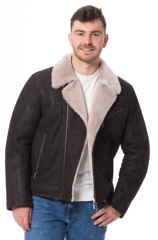 New Daytona braun Lammfell Jacke für Herren von TRENDZONE