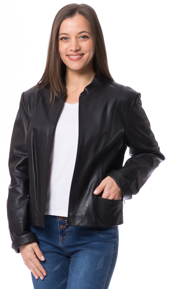 Eve A schwarz Lammnappaleder Jacke für Damen von TRENDZONE