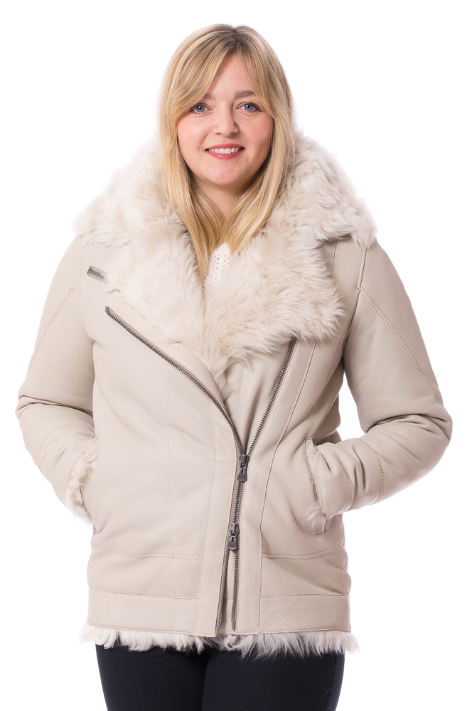 Rumor beige Damen Lammfelljacke von HSO