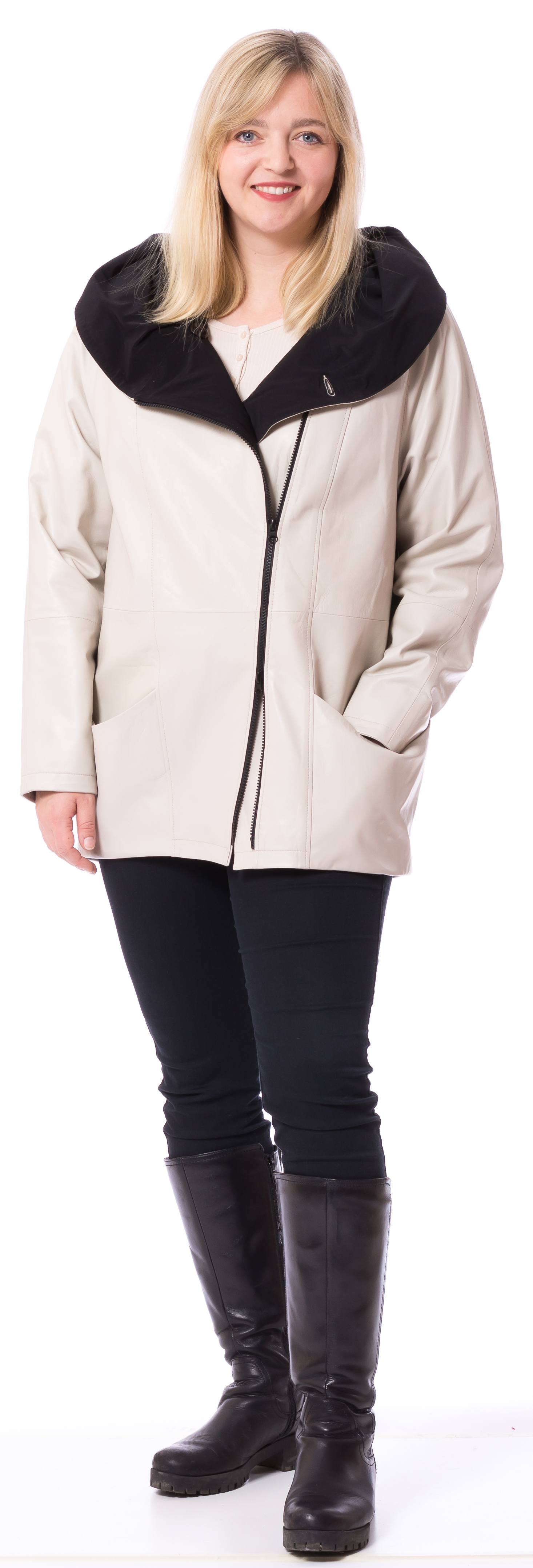 SR-1085 beige Kapuzenjacke für Damen von TRENDZONE