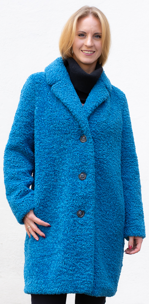 Diddi wave blue Faux Curly Lamb Kurzmantel von ROCKANDBLUE