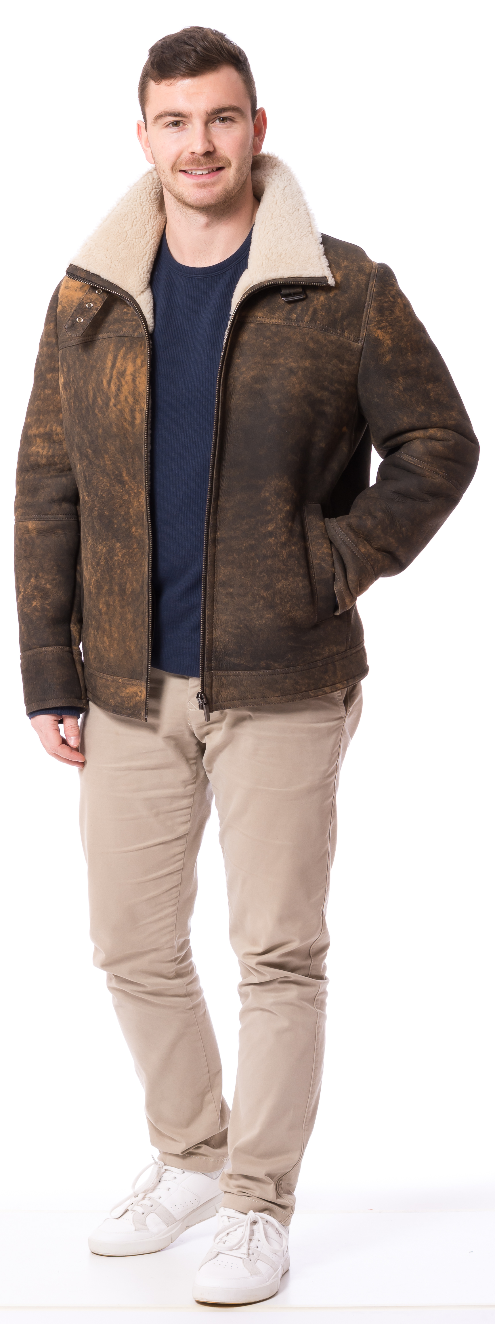 Bozen antikbraune Herren Lammfelljacke von TRENDZONE 