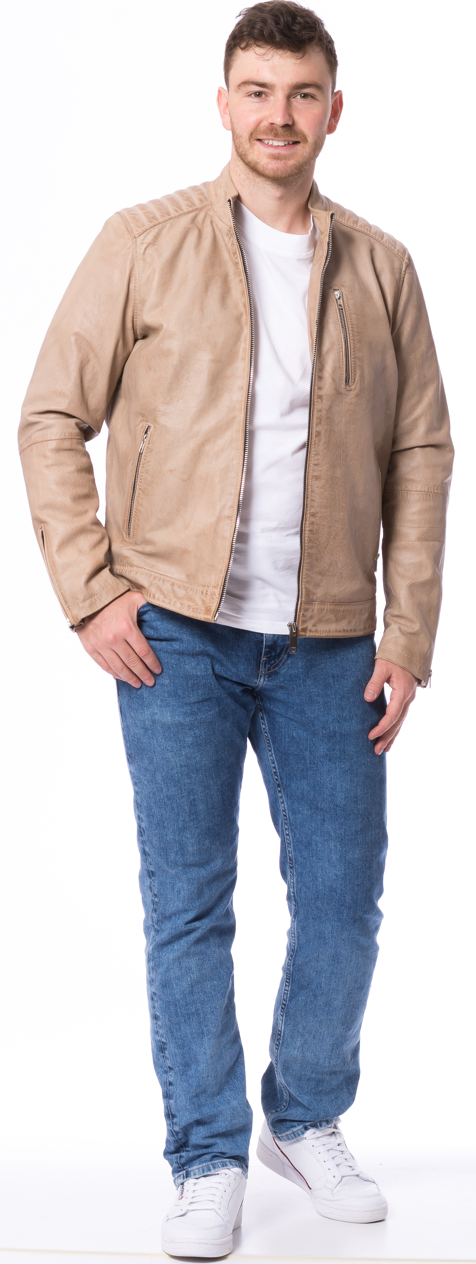 Shelby beige Lederjacke für Herren von TRENDZONE